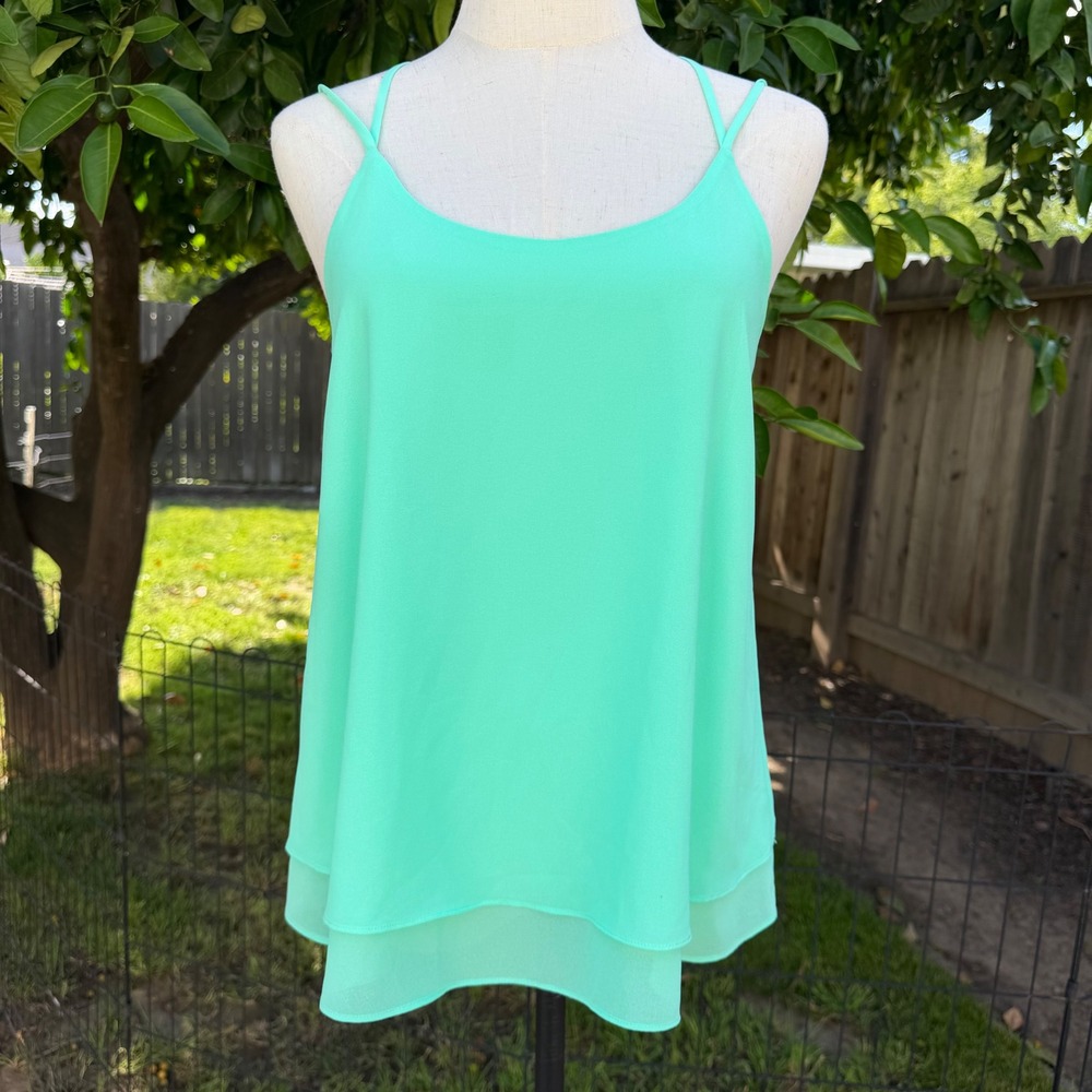 Naked Zebra Mint Green Chiffon Cami Top Crisscross Back‎ JT3502 Small